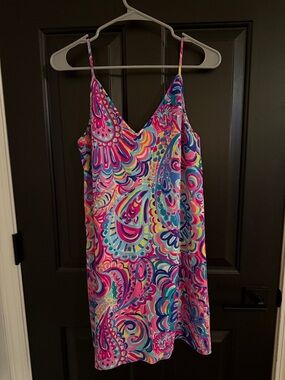 Lilly Pulitzer Pink Blue Multicolor Swirl Print Dress